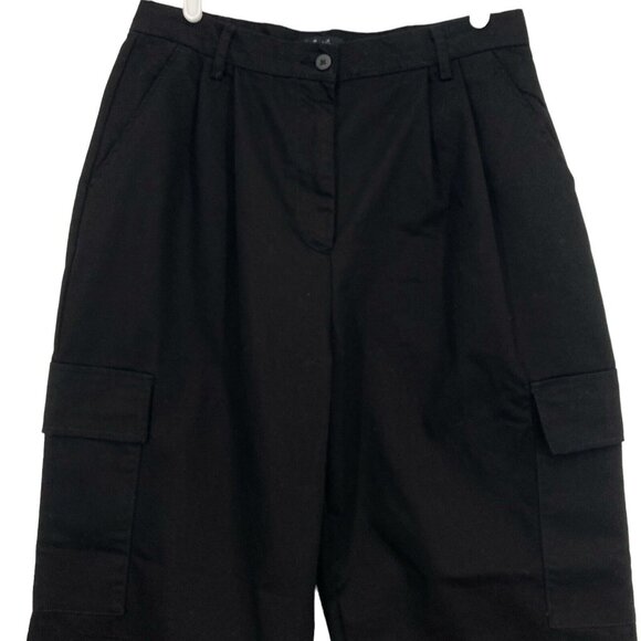 Hunter & Brown Women Relaxed Straight Leg Black Cargo Pants Large High Rise NWT - Picture 3 of 10